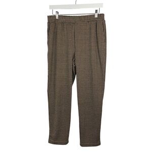 A New Day Brown Houndstooth Elastic Waist Ankle Pants Womens Medium